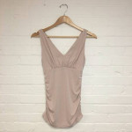 CAbi #542 Size Small Grecian Nude Blush Ruched Sleeveless Top