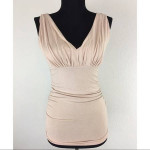 CAbi #542 Size Small Grecian Nude Blush Ruched Sleeveless Top