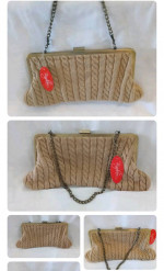 NWT Cable Knit Sweater Purse Metal Chain Handle Shoulder Bag Converts