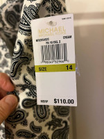 27-PRTT Michael Kors Woodbrook Paisley Miranda Pants Size 14 Black/Cream NWT
