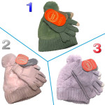 WONDER NATION Girl's One Size BEANIE & GLOVES SET Tech-Touch 2-Pc ~New
