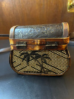 Wicker cross body womans purse, handmade