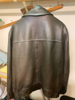 Leather Coat-Dockers, brown, men's size probably XL zip