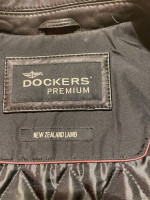 Leather Coat-Dockers, brown, men's size probably XL zip