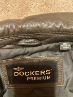 Leather Coat-Dockers Premium, black, men's size XL-button