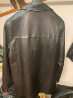 Leather Coat-Dockers Premium, black, men's size XL-button
