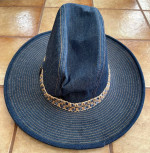 NEW WITH TAGS VINTAGE EDDY BROS Denim Cowboy Hat Saddle Emblem