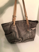 Michael Kors Metallic Gray Shoulder Bag Purse Tote