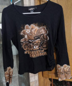 WOMEN'S Harley Davidson long-sleeve tie bottom SHIRT