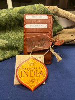 12-PATT Handcrafted Brown Leather Card /Coin Wallet With Chain Key Ring , NWT
