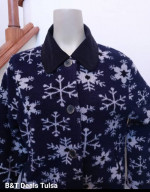 Womens Blue Snowflakes Fleece Cardigan Designer David Paul Bust 43"