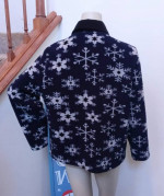 Womens Blue Snowflakes Fleece Cardigan Designer David Paul Bust 43"