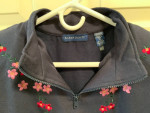 Karen Scott navy embroidered top Sz XL NWT