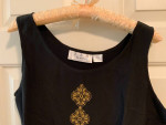 Black silk embroidered tank top M NWT