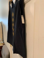 Black silk embroidered tank top M NWT