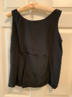 Black silk embroidered tank top M NWT