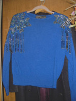 Beaded royal blue sweater.
