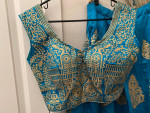 Turquoise and Gold Authentic Imported Indian Silk Wedding Lehenga