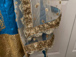 Turquoise and Gold Authentic Imported Indian Silk Wedding Lehenga