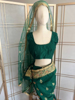 Stunning Custom Made Emerald Imported Indian Silk, Pre-Pleated Sari