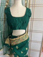 Stunning Custom Made Emerald Imported Indian Silk, Pre-Pleated Sari