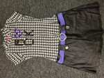 Girls 16 Pinky ROCK rocker dress leather skirt, b/w checker top. Lot 0