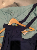 Dark Blue Tie Neck Prom Dress