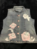Denim, Lace, Beaded Women's Vest
