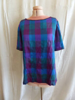 Silk Blouse - Small - Mixture of Blue, Green, Purple, Burgundy