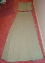 Green Bridesmaid /Evening Gown-2 piece-Strapless Top/Long Skirt-Size 6
