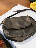 Black leather shoulder bag