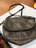 Black leather shoulder bag