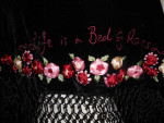 Womens Lulu Guiness Life is a Bed of Roses Black Velvet Shawl