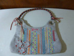 Guru Daisy World Jam Session Embroidered Grey Fabric Bag Purse