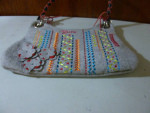 Guru Daisy World Jam Session Embroidered Grey Fabric Bag Purse