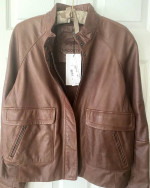 Lacoste ladies soft lamb leather jacket, cotton lining,12, Retail $625