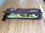 Vintage Evening bag/cosmetic case - brown silk embroidered