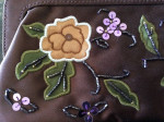 Vintage Evening bag/cosmetic case - brown silk embroidered