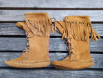 Women's high boot fringe Mocassins Size 6 Made in Canada *Top Quality