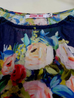 Johnny Was NEW Golding Graphic Print Silk Top Colorblock Floral Sz  L