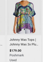 Johnny Was NEW Golding Graphic Print Silk Top Colorblock Floral Sz  L