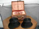 Antique 1890s 1900s Beaver Top Hats and Case Knox Hat New York & Paris