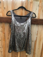 INC INTERNATIONAL CONCEPTS Sparkly Sequined Knit Tank Top Medium