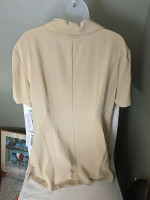 Gianfranco Ferre Women's Beige & White Short Sleeve Blouse Top Tunic
