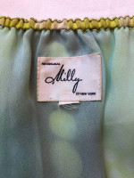 Milly of New York S Silk Blouse Top Deep V-Neck Blue Green Lined Resort GUC