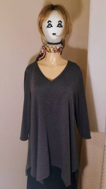 Garnet Hill Tunic Top • Asymmetrical Hem • Gray
