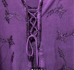 New, Embroidered, Tunic Top w/lace up front.