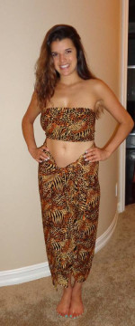 Safari Leopard 2-PC Bathing Suit Cover Up Skirt and Top Set