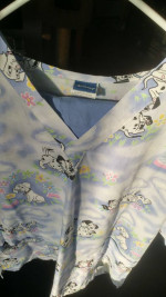 Womens Scrubs - Disney 101 Dalmatians Top & Light Blue Bottoms - L