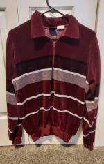 Vintage 1970s 1980s Velour Partial Zip Long Sleeve Top Mens